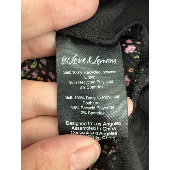 For Love & Lemons Black Long Sleeve Floral Sheet Top Size XS - Picture 4 of 8